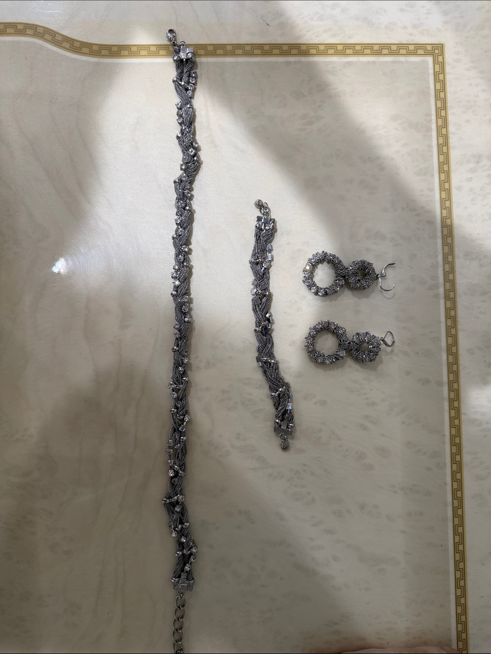 Source Unknown Silver-Tone Braided Crystal Earrings